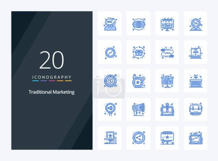 Illustration for 20 Traditional Marketing Blue Color icon for presentation - Royalty Free Image