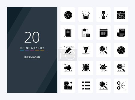 Ilustración de 20 Ui Essentials Solid Glyph icono para la presentación - Imagen libre de derechos