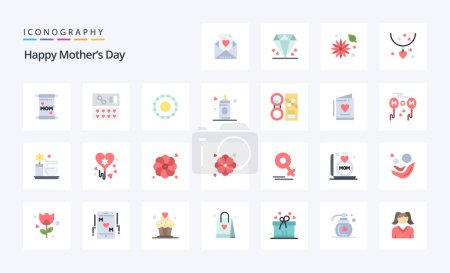 Téléchargez les illustrations : 25 Happy Mothers Day Pack icône couleur plate - en licence libre de droit