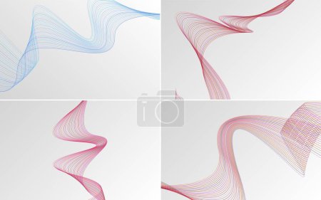 Illustration for Add a touch of sophistication to your designs with a set of 4 geometric wave pattern backgrounds - Royalty Free Image