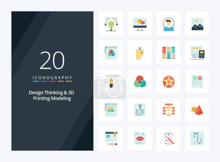 Illustration for 20 Design Thinking And D Printing Modeling Flat Color icon for presentation - Royalty Free Image