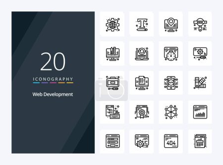 Téléchargez les illustrations : 20 Développement Web Aperçu icône pour la présentation - en licence libre de droit