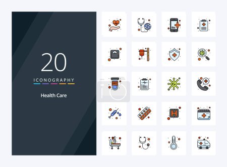 Illustration for 20 Health Care line Filled icon for presentation - Royalty Free Image