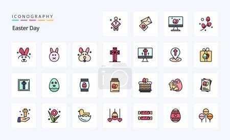 Illustration for 25 Easter Line Filled Style icon pack - Royalty Free Image