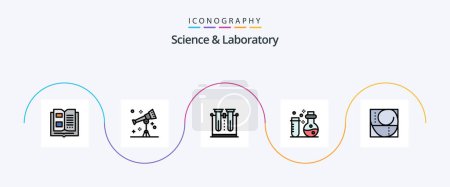 Téléchargez les illustrations : Science Line Filled Flat 5 Icon Pack Including golden ratio. laboratory. chemistry. flasks. tube - en licence libre de droit