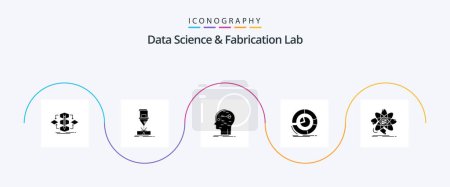 Téléchargez les illustrations : Data Science And Fabrication Lab Glyph 5 Icon Pack Including business. analysis. laser. mind. hacking - en licence libre de droit