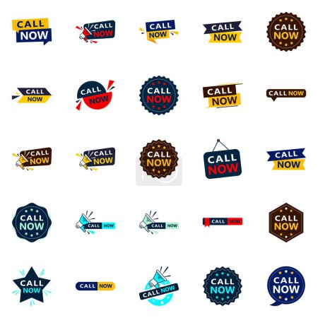 Ilustración de 25 High quality Typographic Designs for a premium calling campaign Call Now - Imagen libre de derechos
