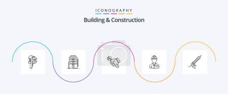 Illustration for Building And Construction Line 5 Icon Pack Including construction. worker. hostel. hand. fix - Royalty Free Image