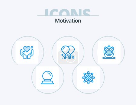 Téléchargez les illustrations : Motivation Blue Icon Pack 5 Icon Design. . watch. love. stopwatch. motivation - en licence libre de droit