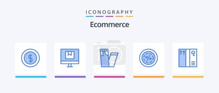 Illustration for Ecommerce Blue 5 Icon Pack Including box. sale. online. line. discount. Creative Icons Design - Royalty Free Image