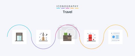 Téléchargez les illustrations : Travel Flat 5 Icon Pack Including . debit. money. credit. vacation - en licence libre de droit