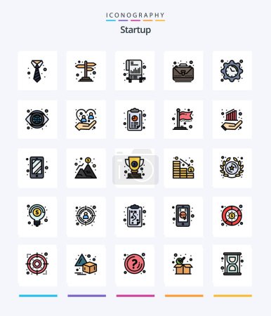 Téléchargez les illustrations : Creative Startup 25 Line FIlled icon pack  Such As clock. bag. chart. complete. business - en licence libre de droit