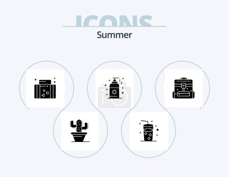 Illustration for Summer Glyph Icon Pack 5 Icon Design. travel. business. summer. briefcase. sunblock - Royalty Free Image