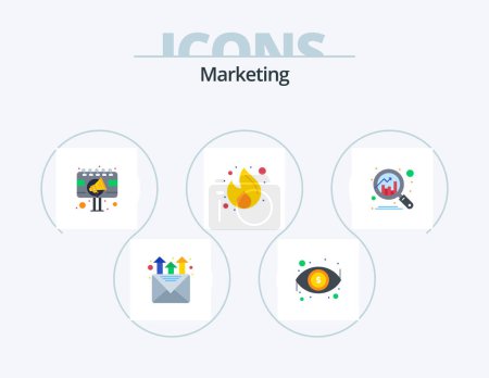 Ilustración de Marketing Flat Icon Pack 5 Icon Design. analytics. money. advertisement. marketing. business - Imagen libre de derechos