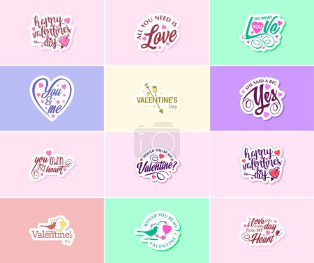 Illustration for Celebrating the Magic of Love on Valentine's Day Stickers - Royalty Free Image