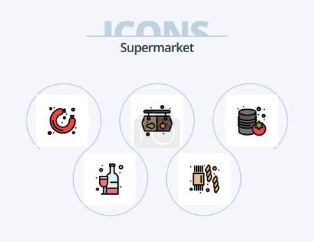 Téléchargez les photos : Supermarket Line Filled Icon Pack 5 Icon Design. . supermarket. supermarket. shopping. alcoholic - en image libre de droit