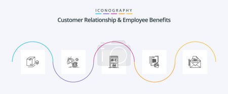 Illustration for Customer Relationship And Employee Benefits Line 5 Icon Pack Including mail. credit. presentation. cards. note - Royalty Free Image