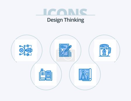Illustration for Design Thinking Blue Icon Pack 5 Icon Design. document. edit. paper. editable. art - Royalty Free Image
