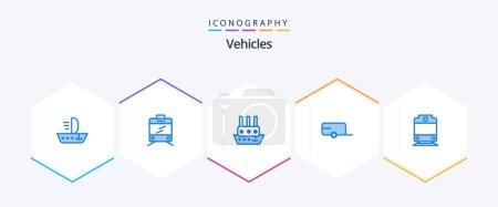 Illustration for Vehicles 25 Blue icon pack including . . steamship. transport. vehicle - Royalty Free Image