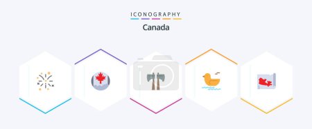 Téléchargez les illustrations : Canada 25 Flat icon pack including . . wood saw. canada. map - en licence libre de droit
