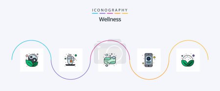 Illustration for Wellness Line Filled Flat 5 Icon Pack Including spa. leaves. bath soap. rx. outline - Royalty Free Image