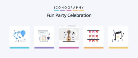 Téléchargez les illustrations : Party Flat 5 Icon Pack Including music. party. audio. decoration. american. Creative Icons Design - en licence libre de droit
