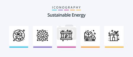 Illustration for Sustainable Energy Line 5 Icon Pack Including nature. energy. eco house. plant. ecology. Creative Icons Design - Royalty Free Image
