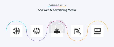 Illustration for Seo Web And Advertising Media Line 5 Icon Pack Including page search. search. page. satellite - Royalty Free Image