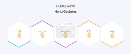 Illustration for Hand Gestures 25 Flat icon pack including gestures. down. three fingers. finger. arrow - Royalty Free Image