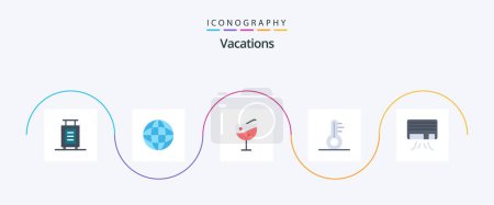 Ilustración de Vacations Flat 5 Icon Pack Including . juice glass. conditioner. ac - Imagen libre de derechos