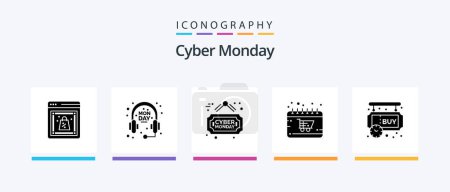 Ilustración de Cyber Monday Glyph 5 Icon Pack Including pending. sign board. board. shop. cyber. Creative Icons Design - Imagen libre de derechos