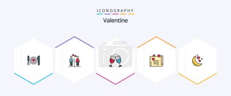 Ilustración de Valentine 25 FilledLine icon pack including couple proposal. love letter. boy. couple. juice - Imagen libre de derechos