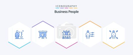 Illustration for Business People 25 Blue icon pack including recruitment. job. communication. employee. presentation - Royalty Free Image