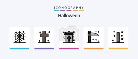 Ilustración de Halloween Line Filled 5 Icon Pack Including halloween. holiday. halloween. halloween. worm. Creative Icons Design - Imagen libre de derechos