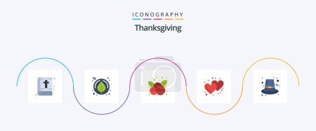 Ilustración de Thanksgiving Flat 5 Icon Pack Including holiday. autumn. fruit. thanks day. love - Imagen libre de derechos