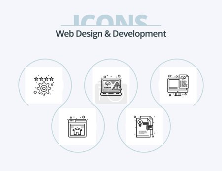 Téléchargez les illustrations : Web Design And Development Line Icon Pack 5 Icon Design. document. web. design. javascript. design - en licence libre de droit