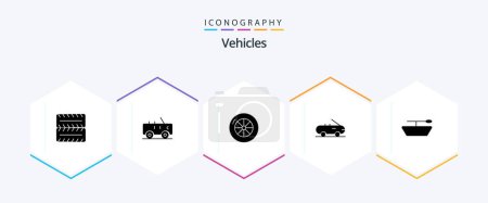 Téléchargez les illustrations : Vehicles 25 Glyph icon pack including . car. - en licence libre de droit