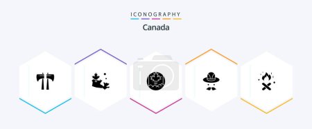 Téléchargez les illustrations : Canada 25 Glyph icon pack including . . flag. canada. fire - en licence libre de droit