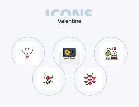 Ilustración de Valentine Line Filled Icon Pack 5 Icon Design. balls. love. diamond. day. valentine - Imagen libre de derechos