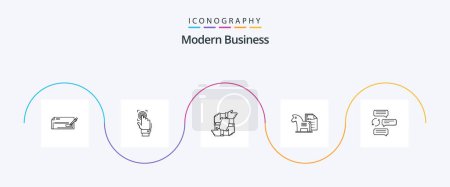 Téléchargez les illustrations : Modern Business Line 5 Icon Pack Including team. hands. recognition. collaboration. teamwork - en licence libre de droit