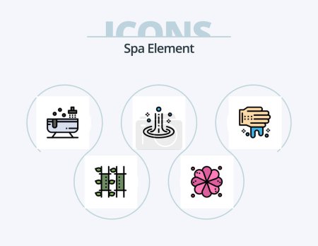 Illustration for Spa Element Line Filled Icon Pack 5 Icon Design. bathtub. spa. wooden. sauna. bucket - Royalty Free Image