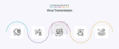 Ilustración de Virus Transmission Line 5 Icon Pack Including mask. report. head. medical. clipboard - Imagen libre de derechos