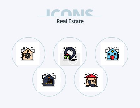 Illustration for Real Estate Line Filled Icon Pack 5 Icon Design. plant. estate. estate. real estate. insurance - Royalty Free Image