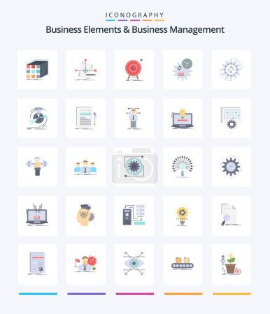 Illustration for Creative Business Elements And Business Managment 25 Flat icon pack  Such As management. business. pattern. target. market - Royalty Free Image