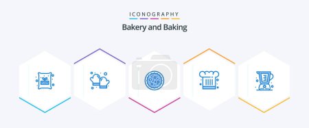 Illustration for Baking 25 Blue icon pack including baked. cook. italian food. chef hat. cafe - Royalty Free Image