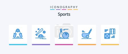 Illustration for Sports Blue 5 Icon Pack Including ball. golf. cap. strike. pins. Creative Icons Design - Royalty Free Image