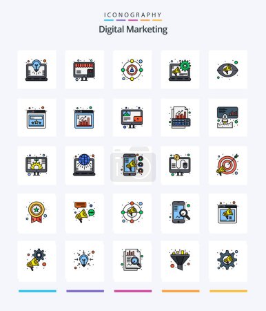 Illustration for Creative Digital Marketing 25 Line FIlled icon pack  Such As browser. marketing. audience. eye. digital advertising - Royalty Free Image