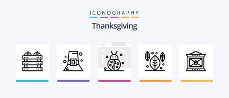 Téléchargez les illustrations : Thanksgiving Line 5 Icon Pack Including dinner. thanksgiving. wind. sweet. biscuit. Creative Icons Design - en licence libre de droit