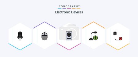 Illustration for Devices 25 FilledLine icon pack including hardware. devices. console. computers. mixer - Royalty Free Image