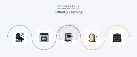 Ilustración de School And Learning Line Filled Flat 5 Icon Pack Including school. bag. web. pencile. education - Imagen libre de derechos